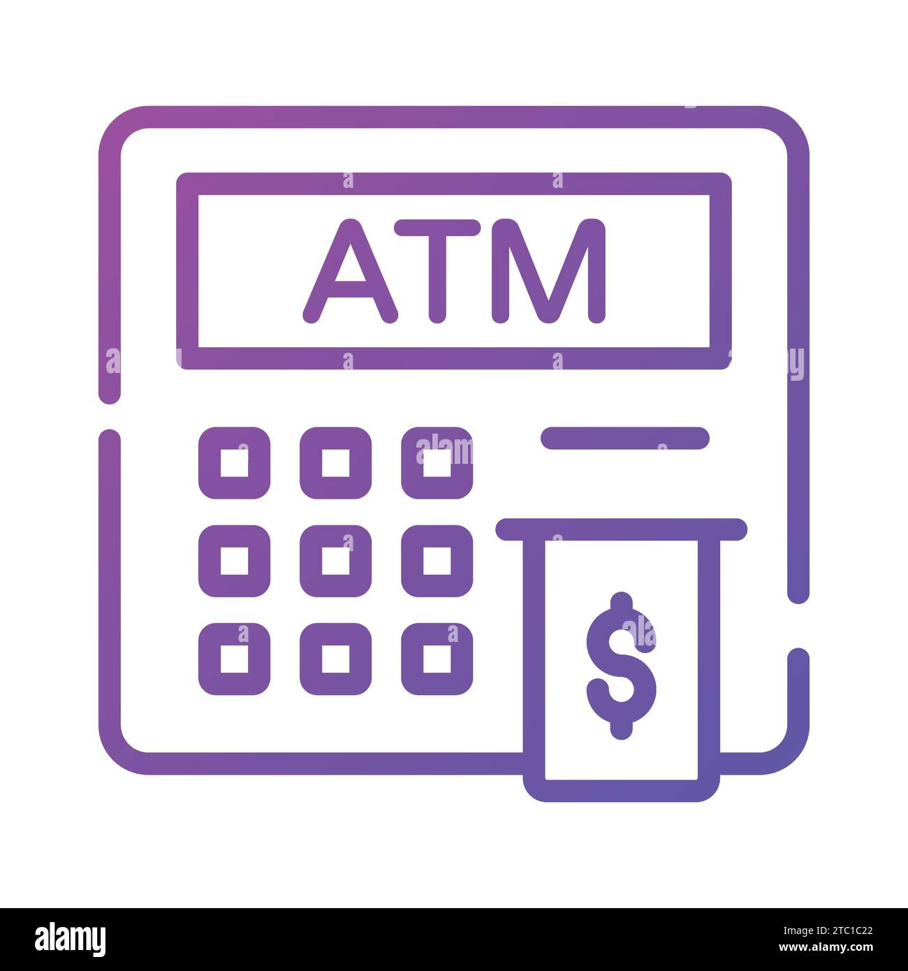 Un design iconico di Instant banking, distributore di contanti piatto e bancomat. Illustrazione Vettoriale