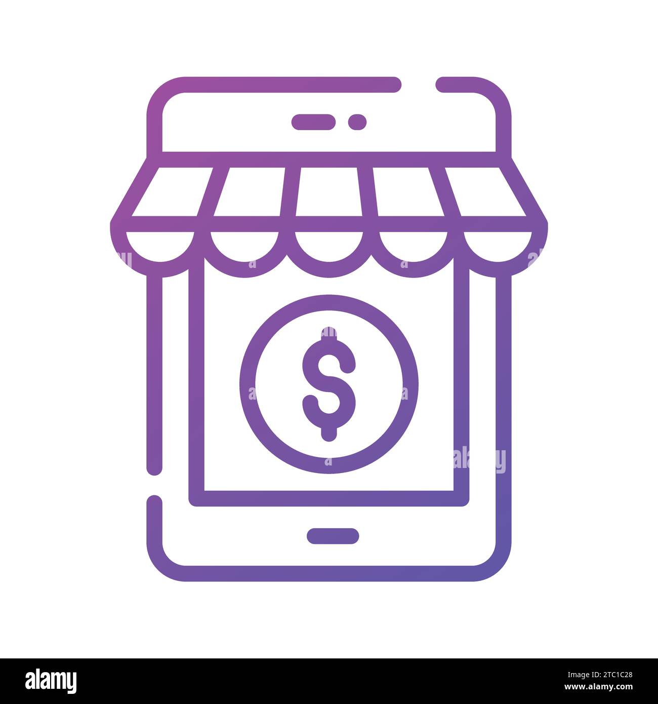 Moneta da un dollaro all'interno del telefono, Un concetto di icona del m-commerce, design vettoriale del negozio mobile. Illustrazione Vettoriale