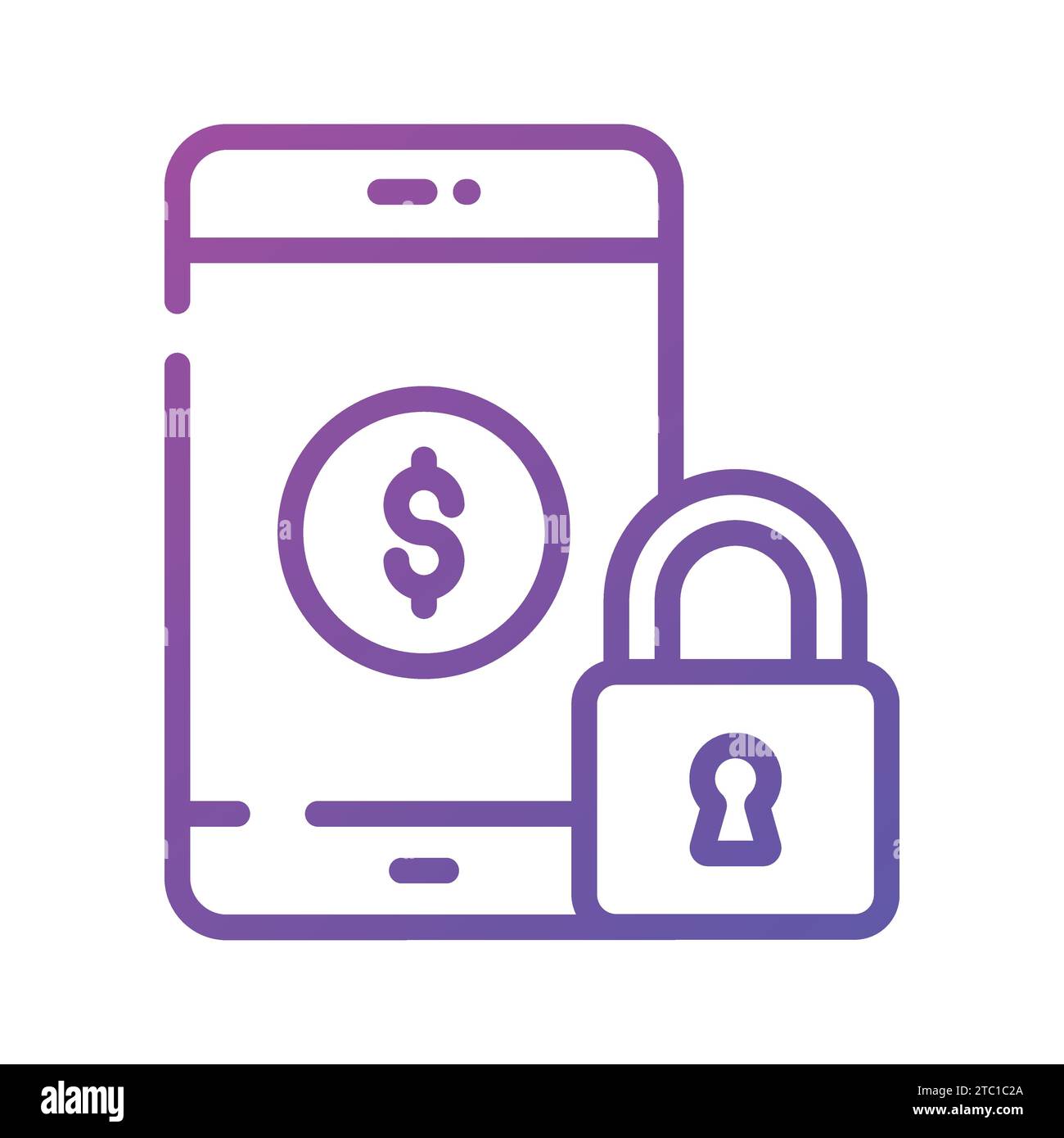 Dollaro all'interno di un dispositivo mobile con lucchetto che indica il vettore del concetto di pagamento sicuro. Illustrazione Vettoriale