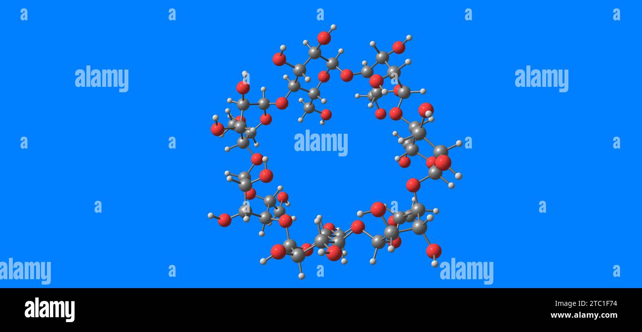 La ciclodestrina è un eptasaccaride derivato dal glucosio Foto Stock