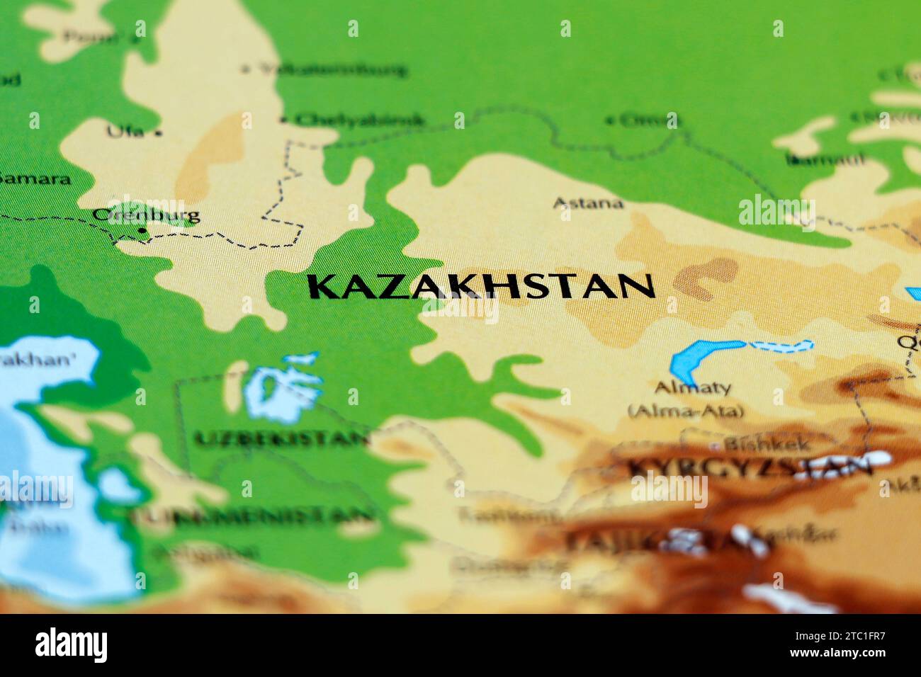 mappa mondiale del paese asiatico kazakistan in primo piano Foto Stock