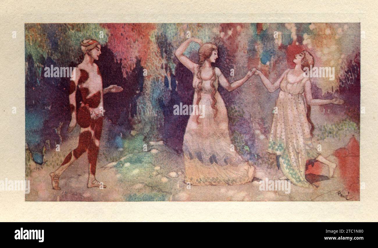 Scenografie e costumi per Preludio al pomeriggio di un Fauno, Prélude à l'après-Midi d'un faune, un poema sinfonico per orchestra di Claude Debussy Foto Stock