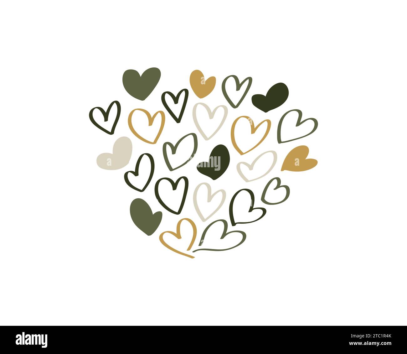 Illustrazione carina del cuore in stile disegnato a mano isolato su sfondo bianco. Simbolo del cuore di Doodle. Sfondo di San Valentino per Wallpaper, Flyers Illustrazione Vettoriale