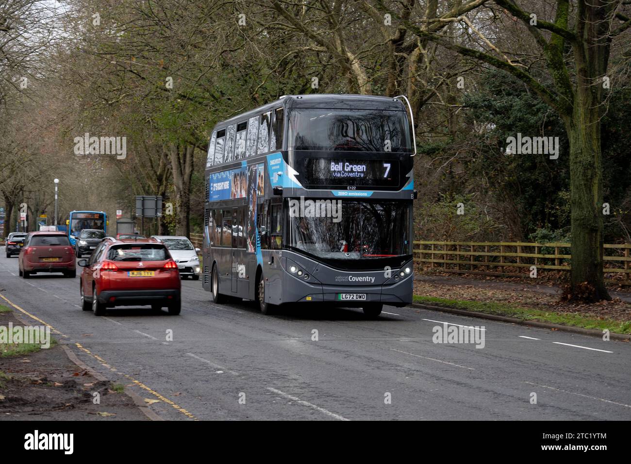 Autobus National Express Coventry n. 7 a Holyhead Road, Coventry, West Midlands, Inghilterra, Regno Unito Foto Stock