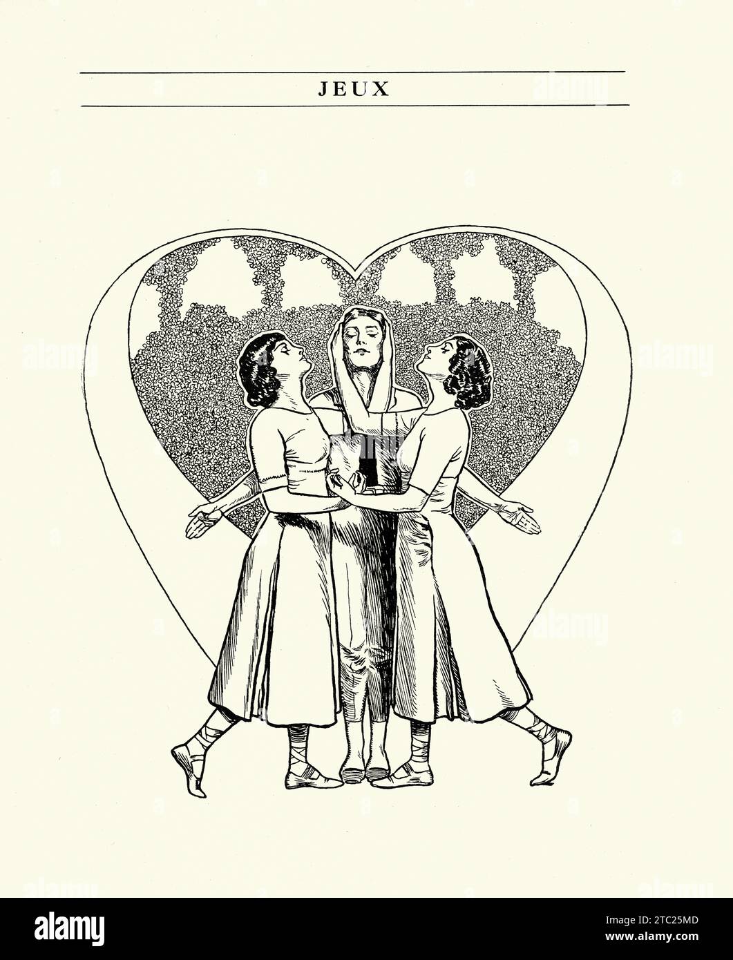 Ballet Dancers, Scene from Jeux (Games) è un balletto scritto da Claude Debussy e scritto per i Ballets Russes di Sergei Diaghilev con coreografia b Foto Stock