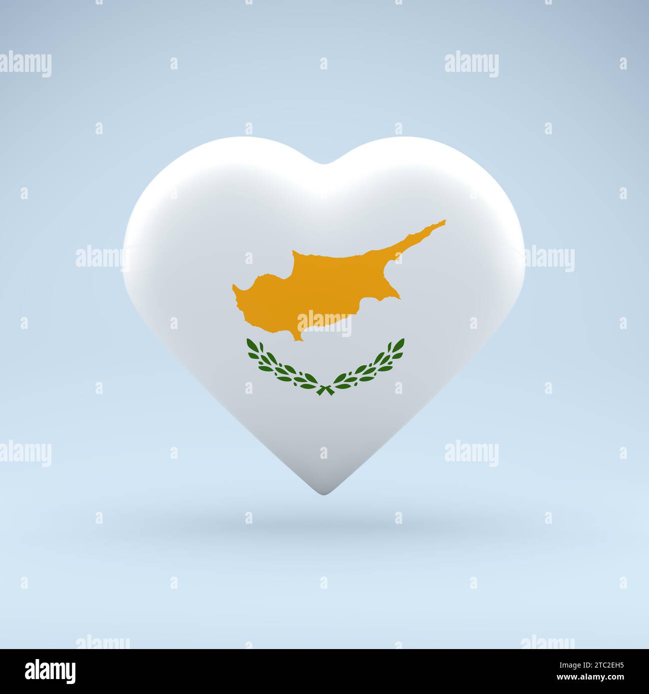 Simbolo di stato di Cipro su badge lucido. Icona a forma di cuore con l'immagine della bandiera nazionale di Cipro come simbolo di orgoglio, sostegno Foto Stock