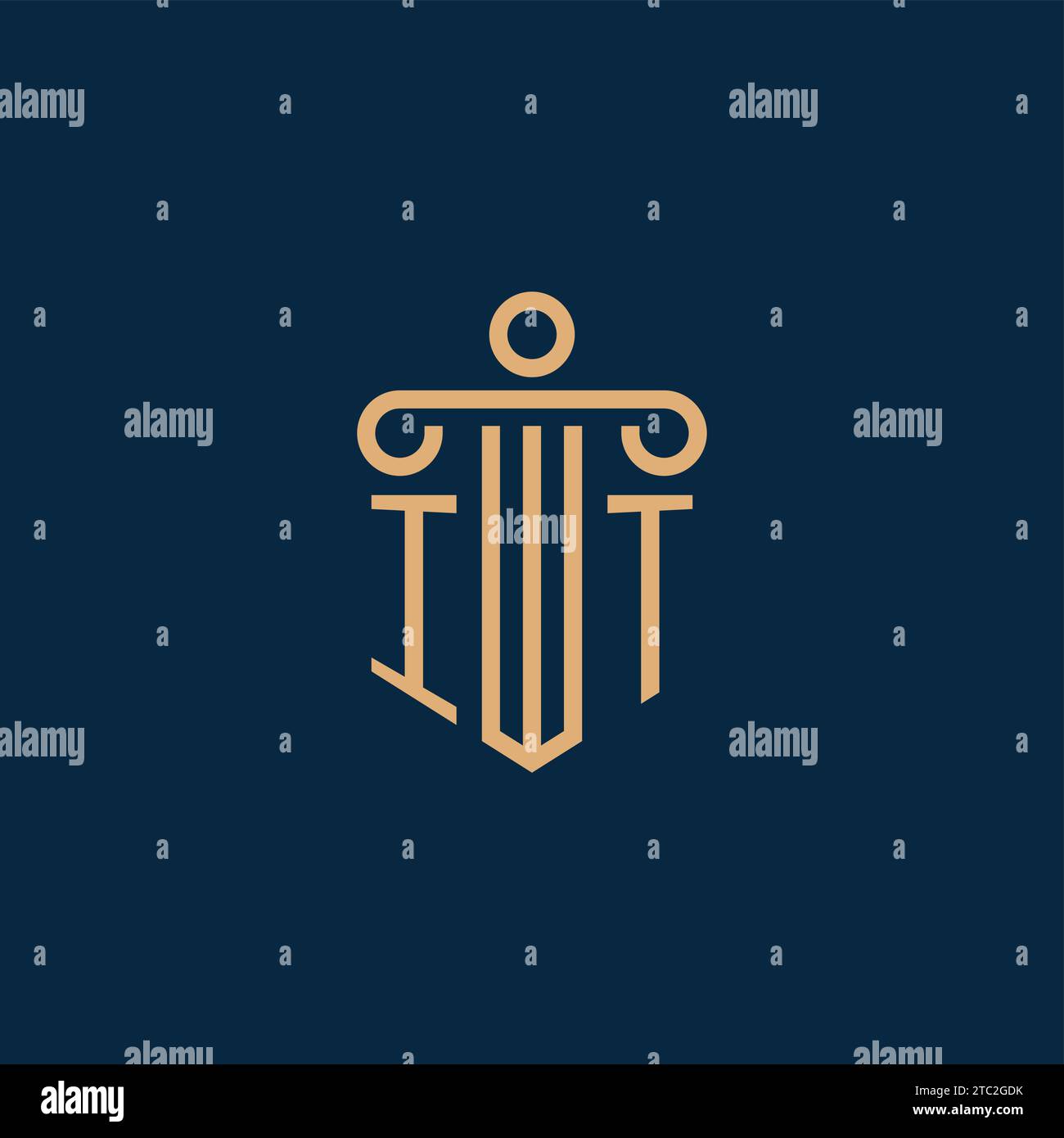 Iniziale per il logo dello studio legale, logo dell'avvocato con icona a colonna Illustrazione Vettoriale