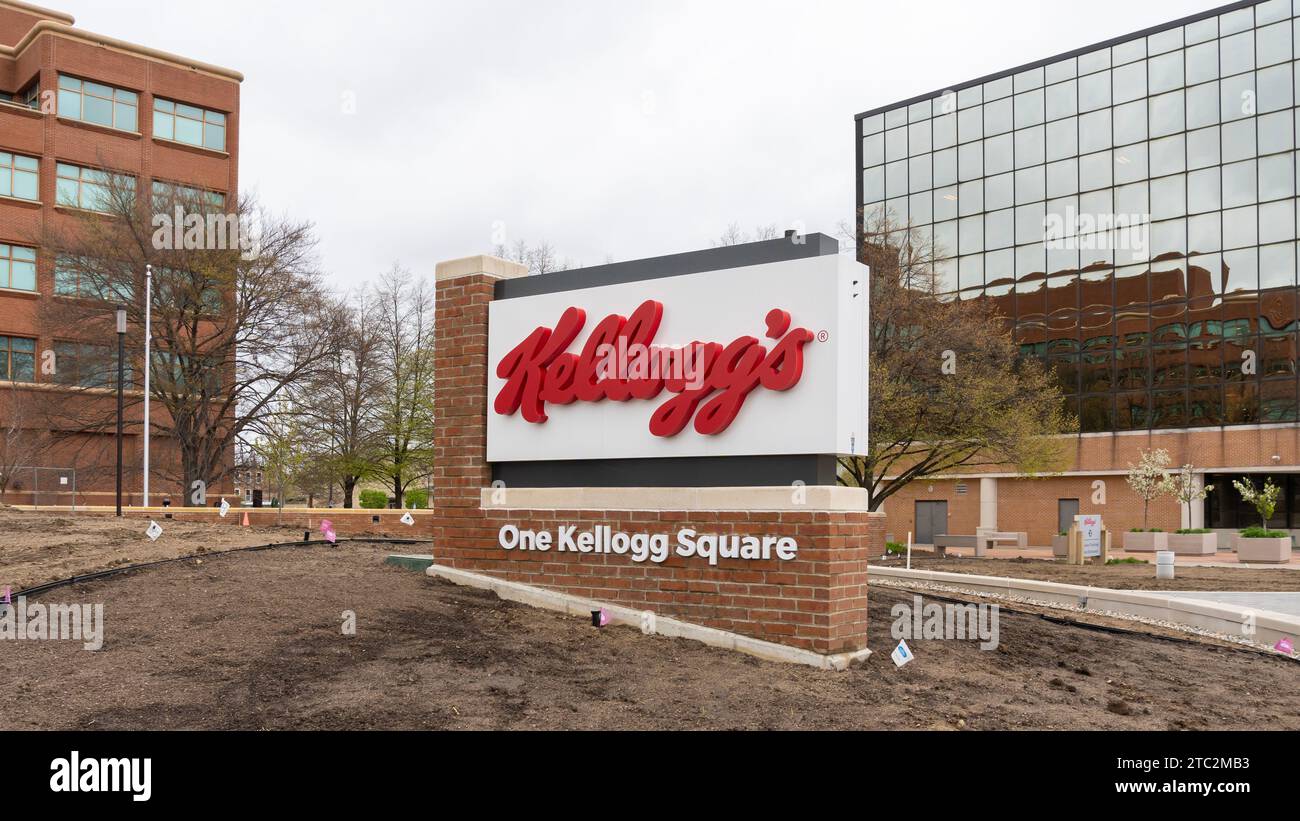 Il quartier generale di Kellogg a Battle Creek, Michigan, USA Foto Stock