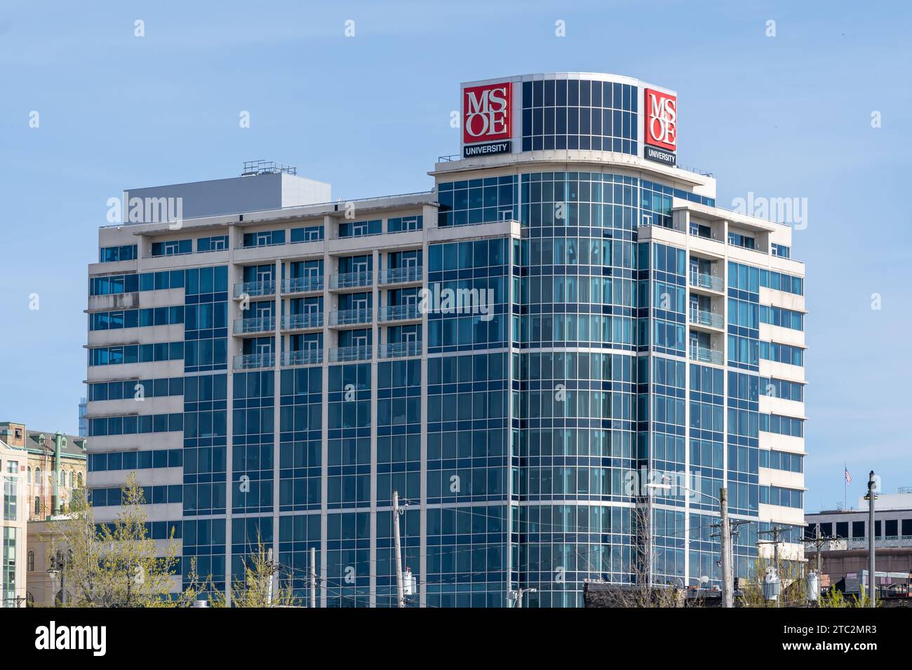Edificio di appartamenti della Milwaukee School of Engineering Grohmann Tower a Milwaukee, WISCONSIN, Stati Uniti Foto Stock