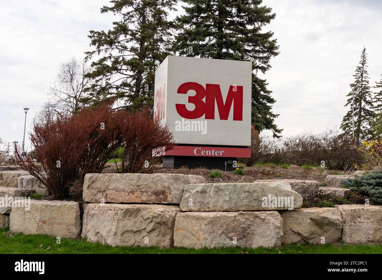 Logo 3M presso la sede centrale di Saint Paul, Minnesota, USA. Foto Stock