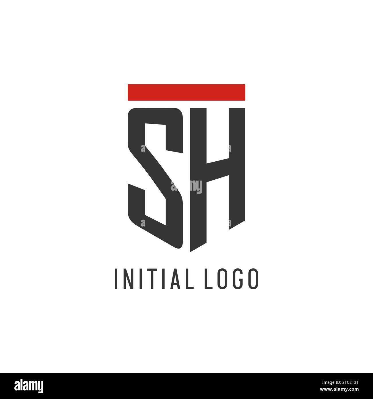 Logo SH Initial Esport con grafica vettoriale semplice in stile scudo Illustrazione Vettoriale