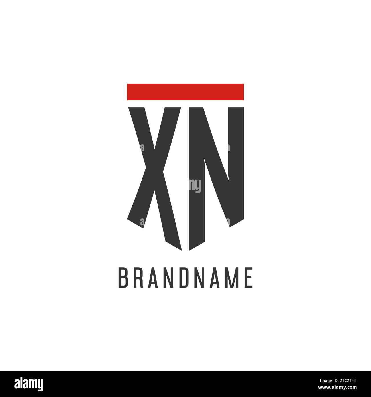 Logo XN iniziale esport con grafica vettoriale semplice in stile scudo Illustrazione Vettoriale