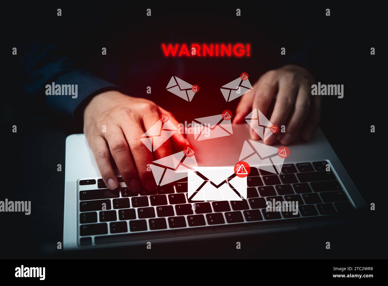 Proteggete la sicurezza informatica della vostra rete Internet. Nella casella di posta in arrivo non sono presenti messaggi di posta elettronica contenenti spam, virus e informazioni compromesse. contro Foto Stock