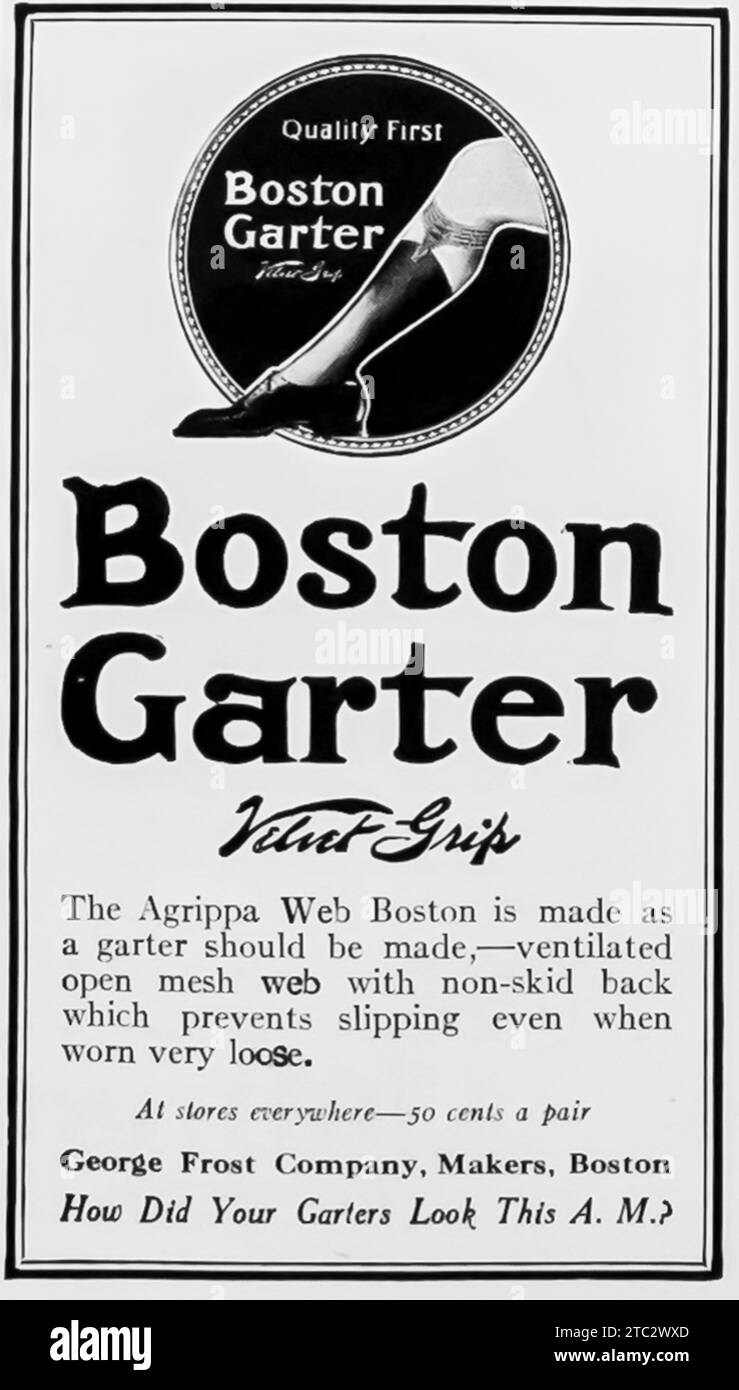 1927 Boston Carter Velvet Grip Garter ad Foto Stock