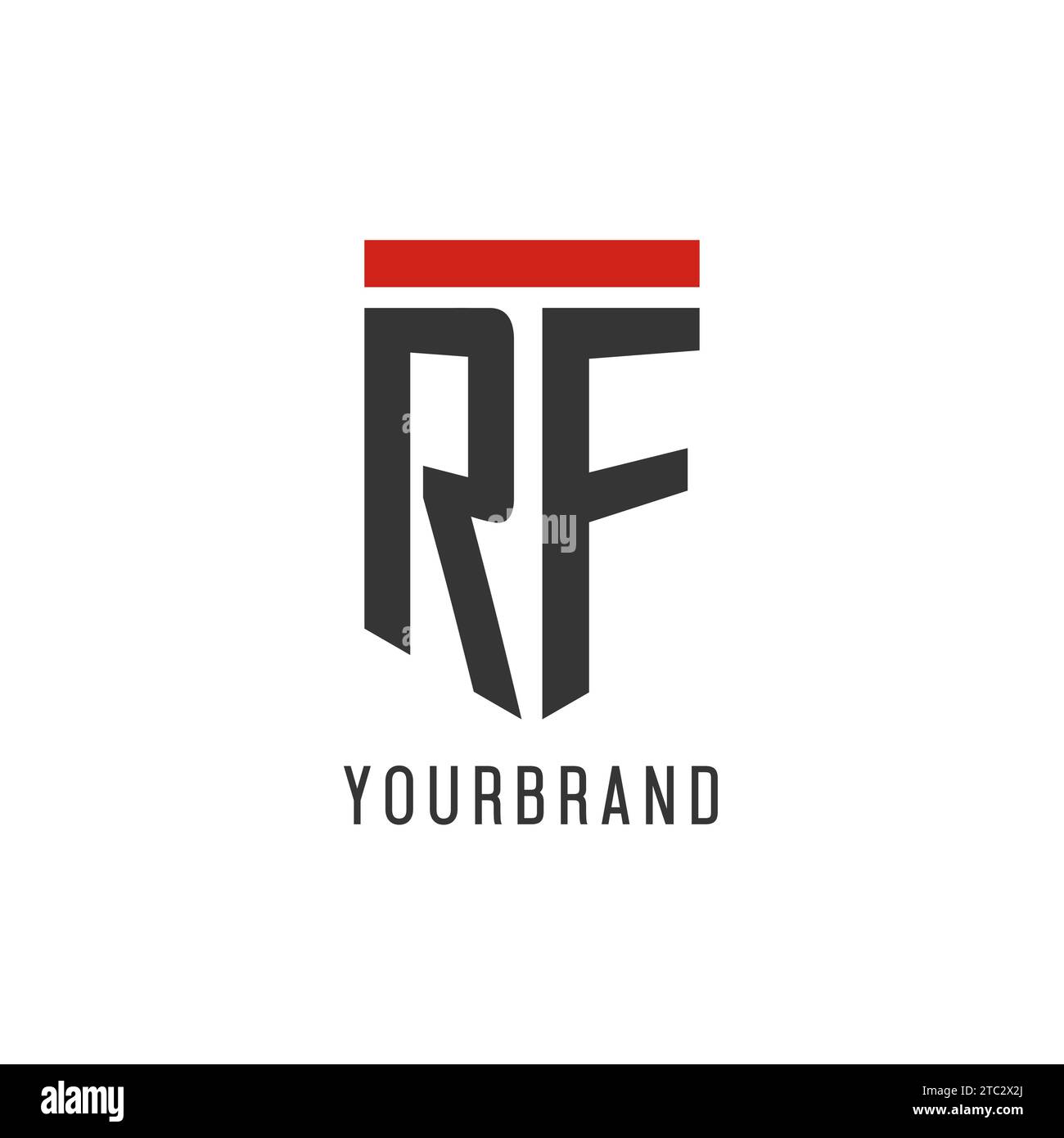 Logo di esport iniziale RF con grafica vettoriale semplice in stile scudo Illustrazione Vettoriale