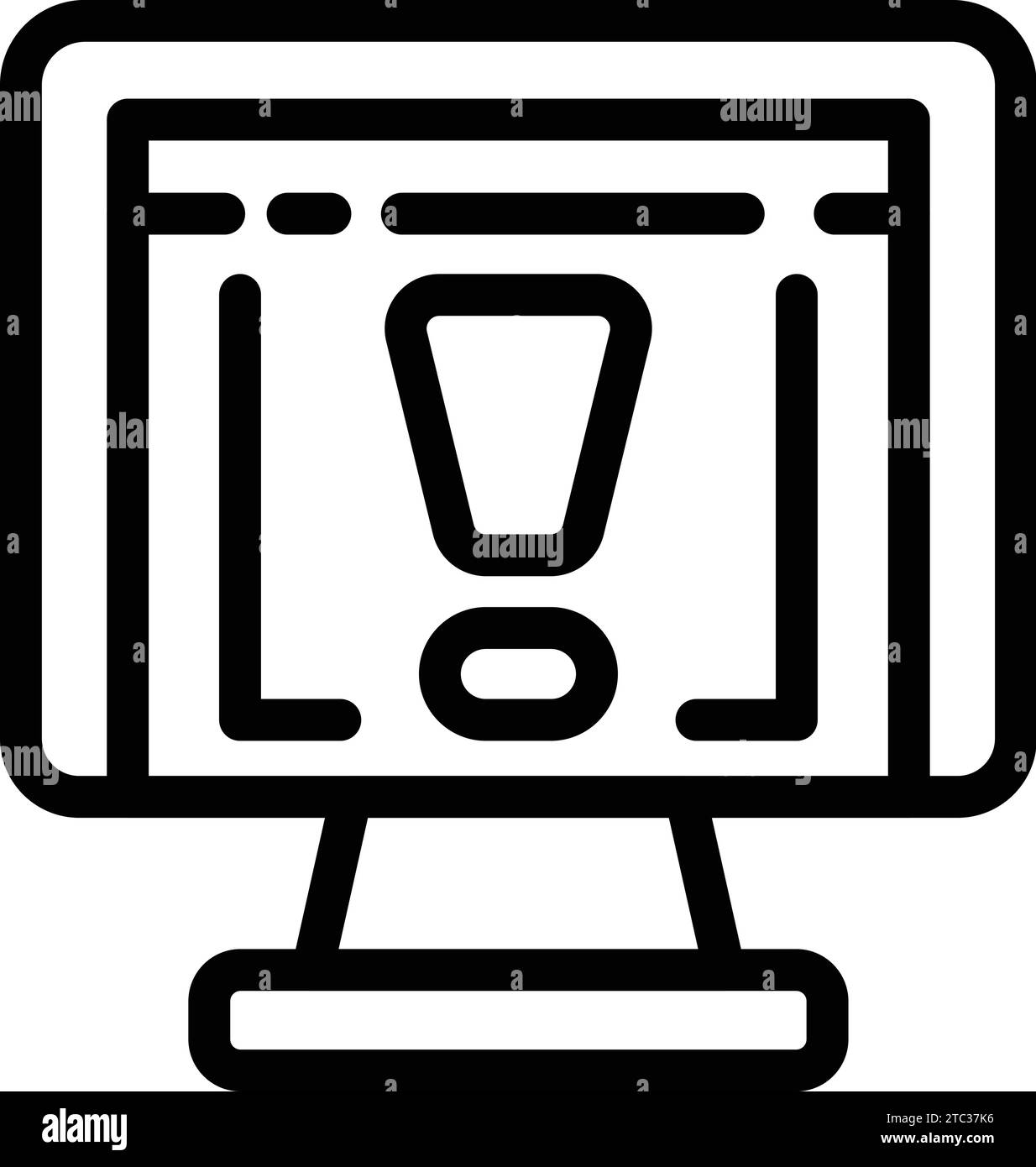 Icona della versione beta del sito Web per delineare il vettore. Test di garanzia della qualità. Avvio del test software Illustrazione Vettoriale