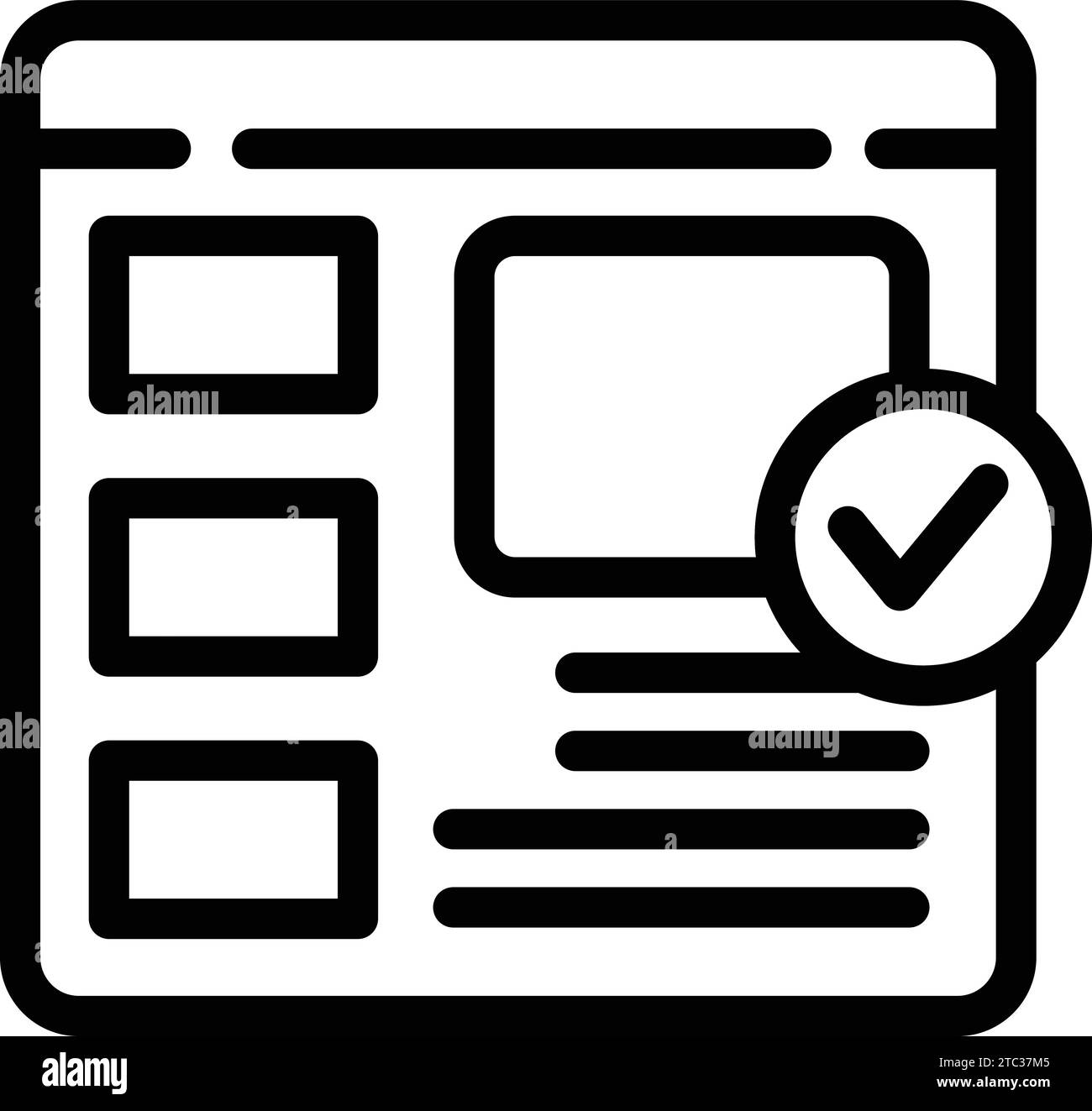 Icona della versione beta finale per delineare il vettore. Versione del sito Web approvata. Test prima dell'avvio Illustrazione Vettoriale