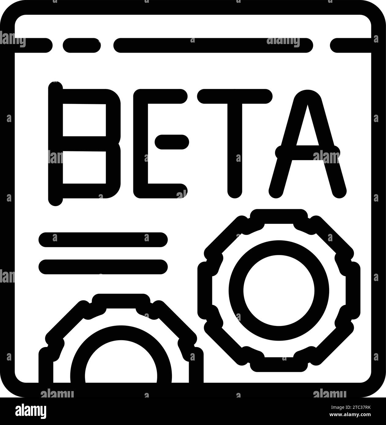 Icona della versione beta online per delineare il vettore. Pagina Web del software di prova. Versione test di rilascio Illustrazione Vettoriale