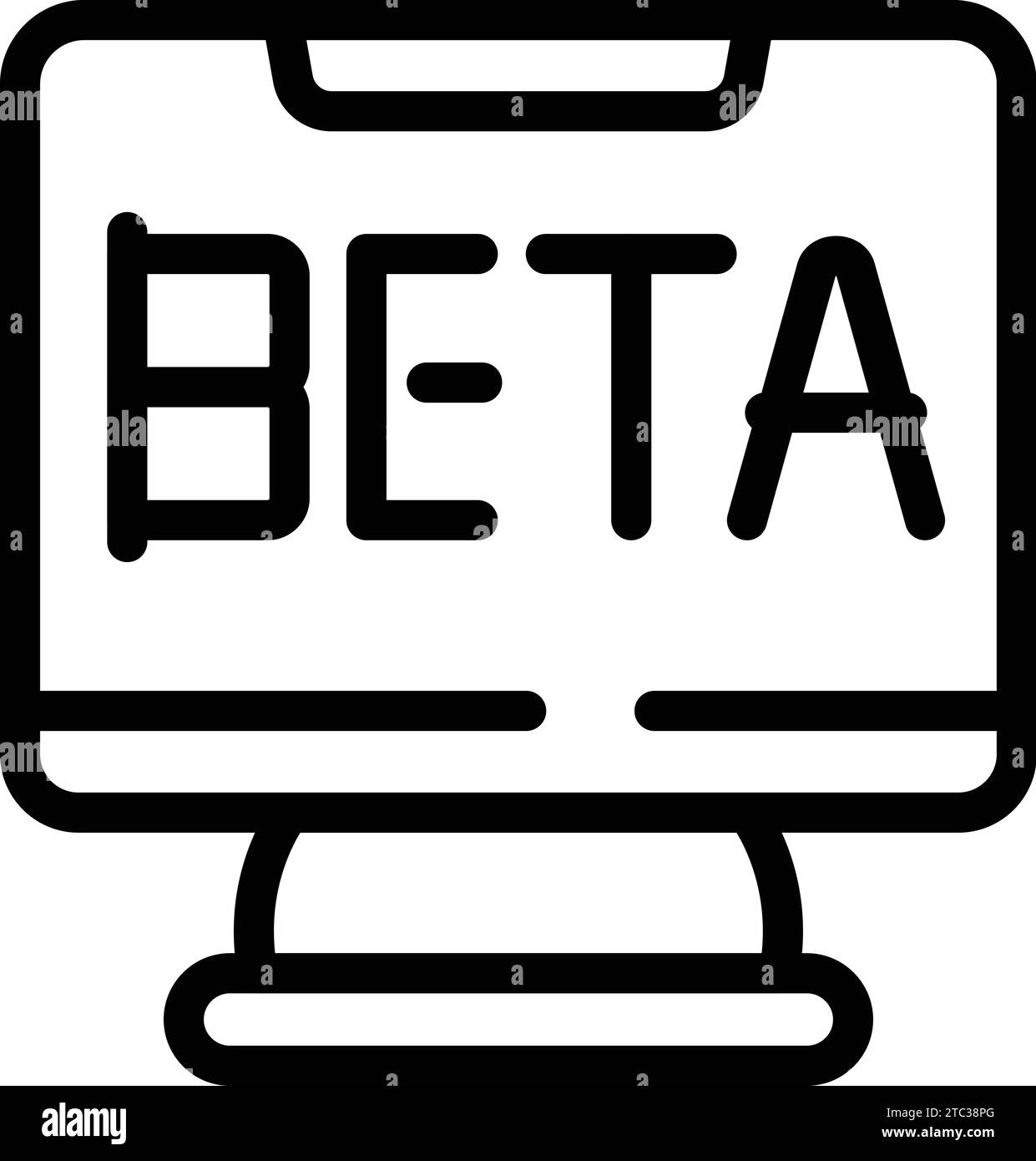 Icona versione software beta per delineare il vettore. Avvio di una nuova app. Pagina di destinazione online Illustrazione Vettoriale