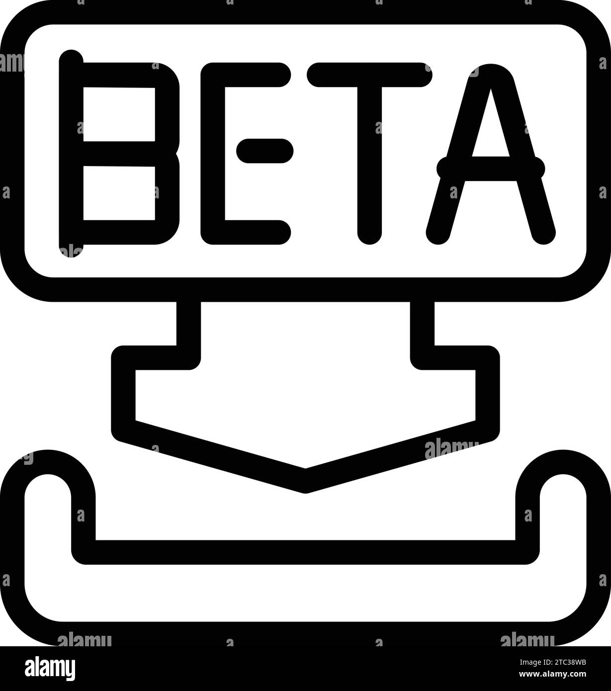 Icona di introduzione versione beta per delineare il vettore. Avvio della versione di prova. Programma l'app dimostrativa Illustrazione Vettoriale