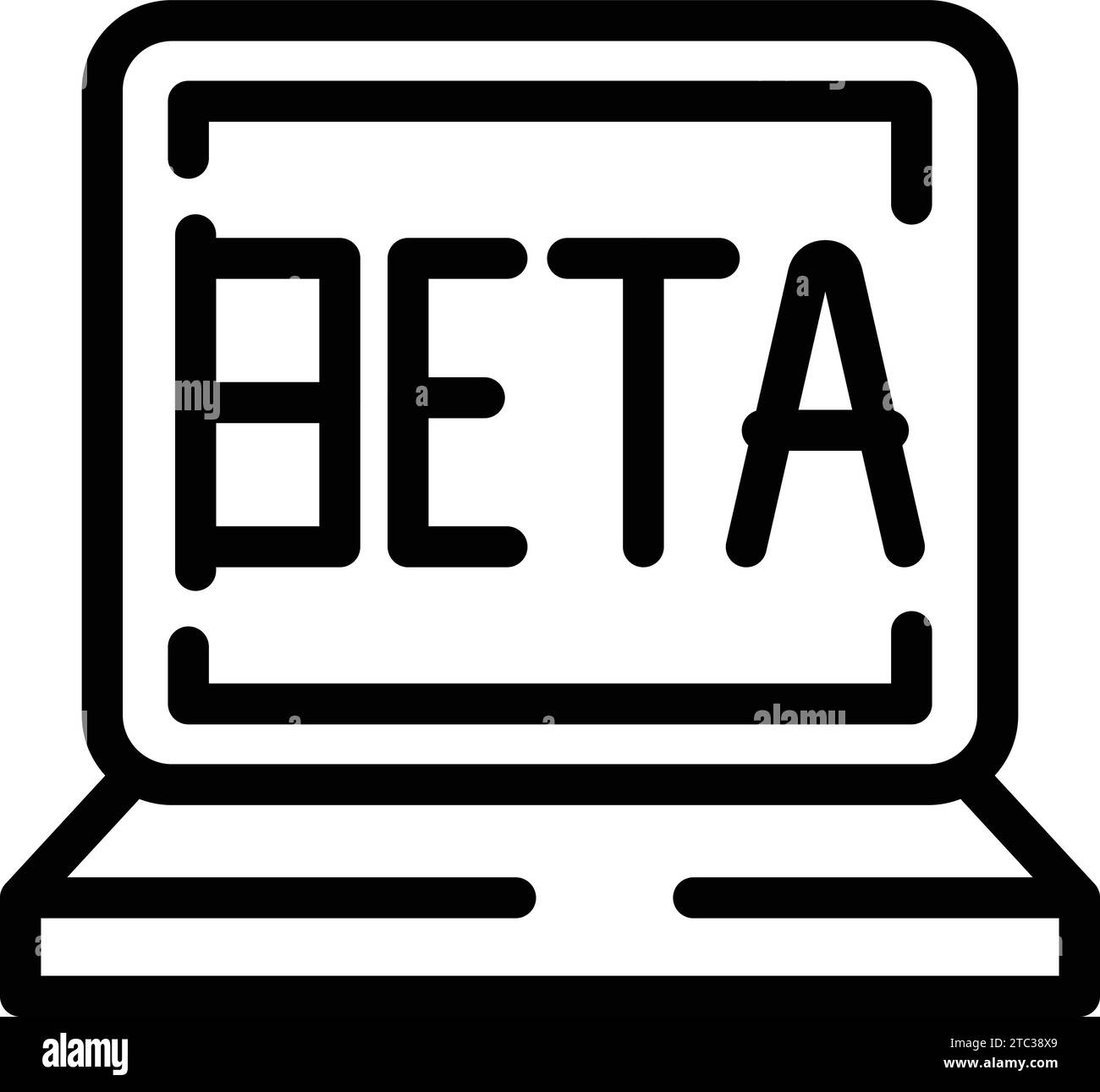 Anteprima dell'icona della versione beta per delineare il vettore. Versione live di debutto. Rilasciare il tester app Illustrazione Vettoriale