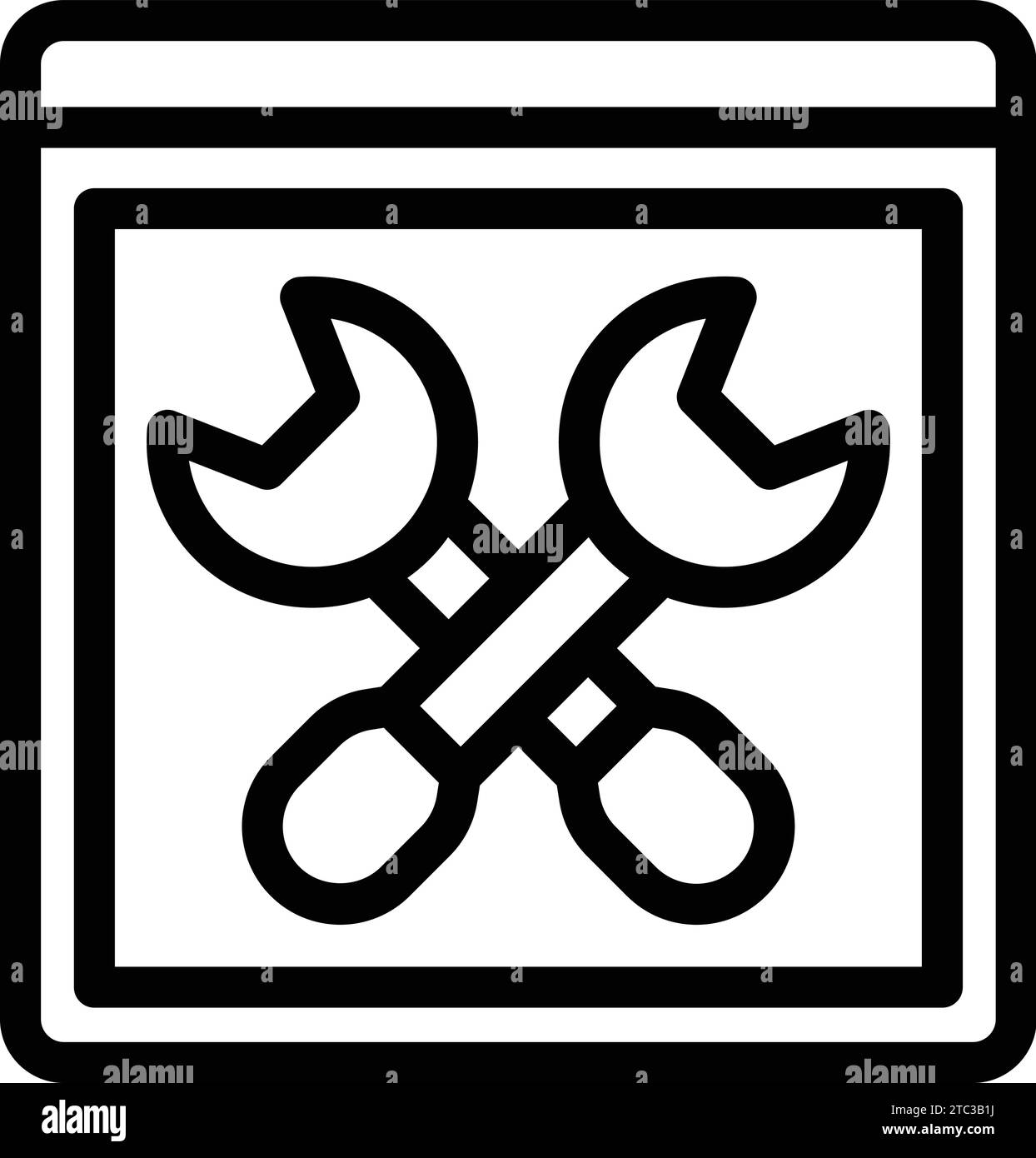 Icona di sviluppo software per delineare il vettore. Miglioramenti della programmazione tecnica. Versione beta di prova Illustrazione Vettoriale