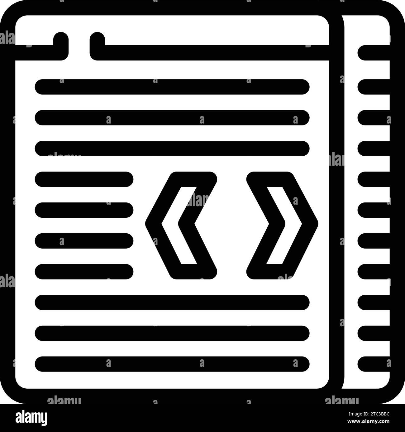 Icona script software per il vettoriale. Istruzioni per la codifica del programma. Comando del linguaggio di programmazione Illustrazione Vettoriale