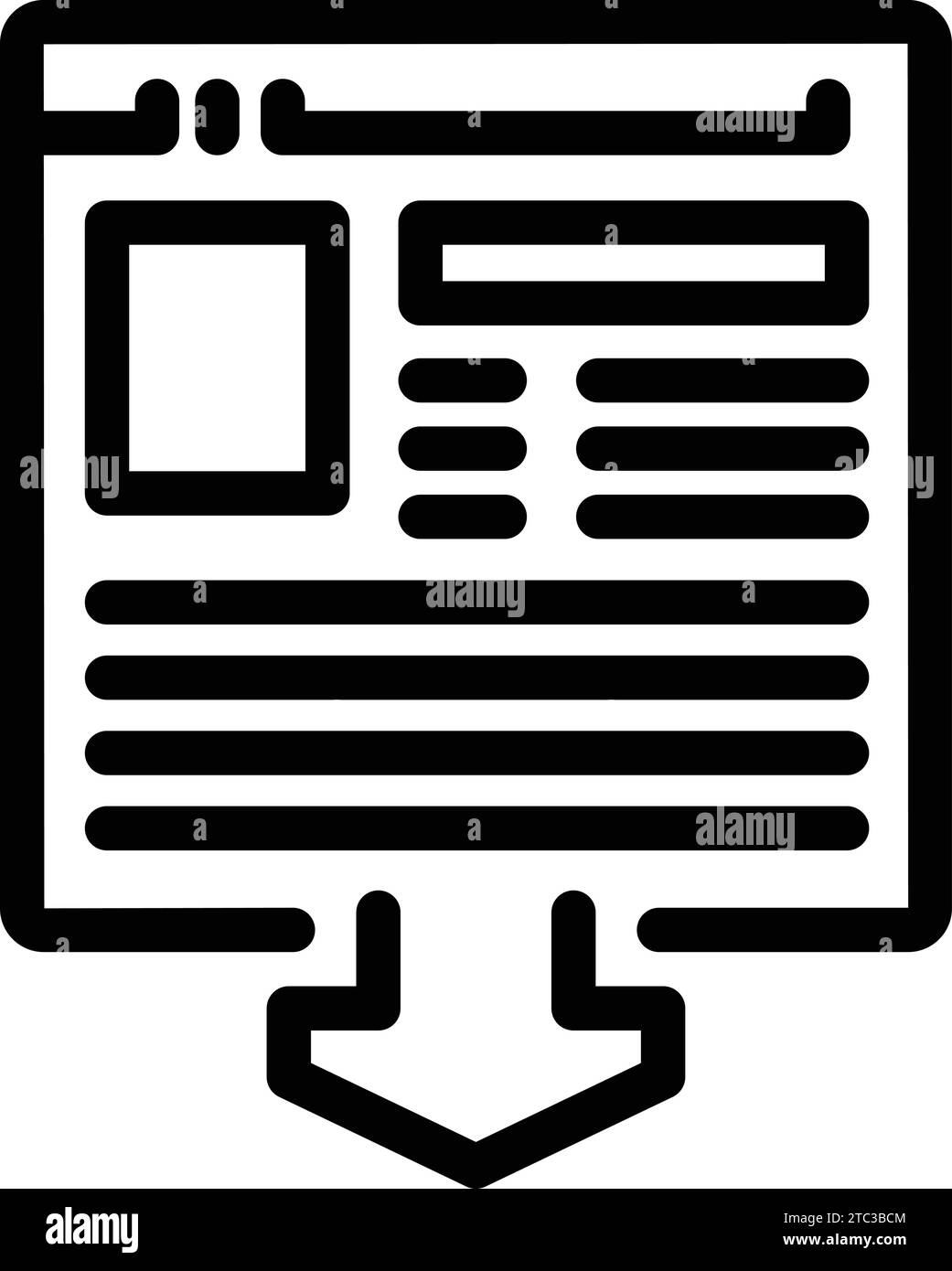 Icona di avvio della pagina Web per delineare il vettore. Progetto di sviluppo software. Versione beta di consegna Illustrazione Vettoriale