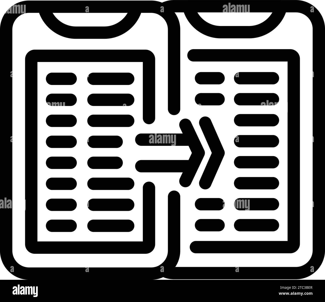 Icona Trasferisci versione beta delinea vettore. Anteprima del test di rilascio. Eseguire la migrazione della versione beta Illustrazione Vettoriale