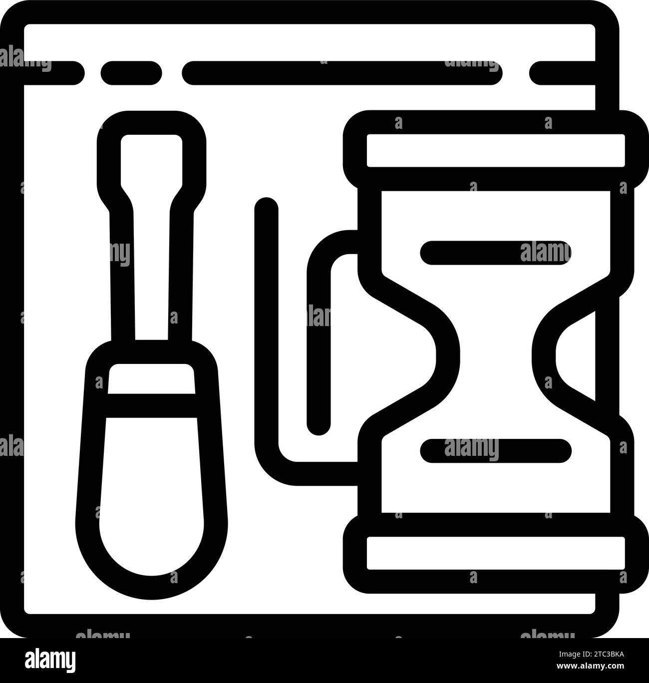 Icona di manutenzione tecnica del sito Web per delineare il vettore. Sviluppo tecnologico online. Progettazione di software di codifica Illustrazione Vettoriale