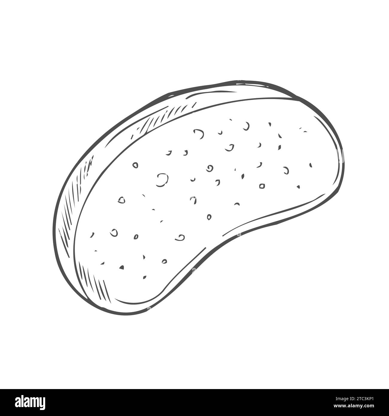 Pane fresco a fette di diverse forme. Prodotti da forno. Contorno grafico illustrazione vettoriale disegnata a mano isolata su sfondo bianco per menu, laboratorio di prodotti da forno Illustrazione Vettoriale