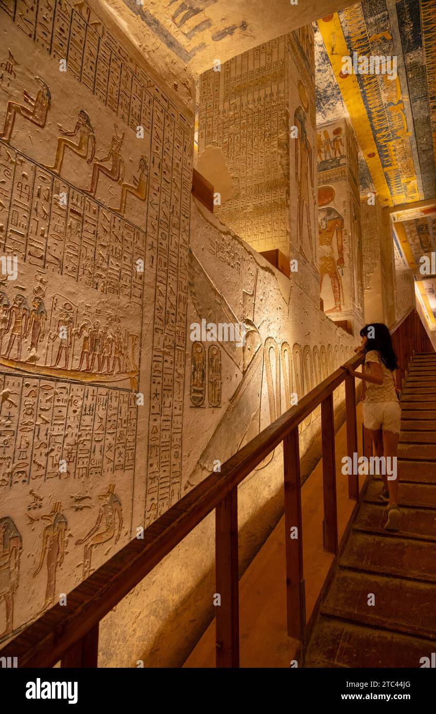Tomba dei Re Ramsete V e vi (KV9), Valle dei Re, Luxor, Egitto Foto Stock