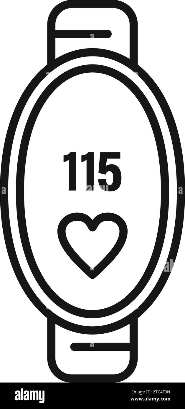 Icona della fascia fitness femminile che delinea il vettore. Dati sportivi del sistema. Esecuzione di rete Illustrazione Vettoriale