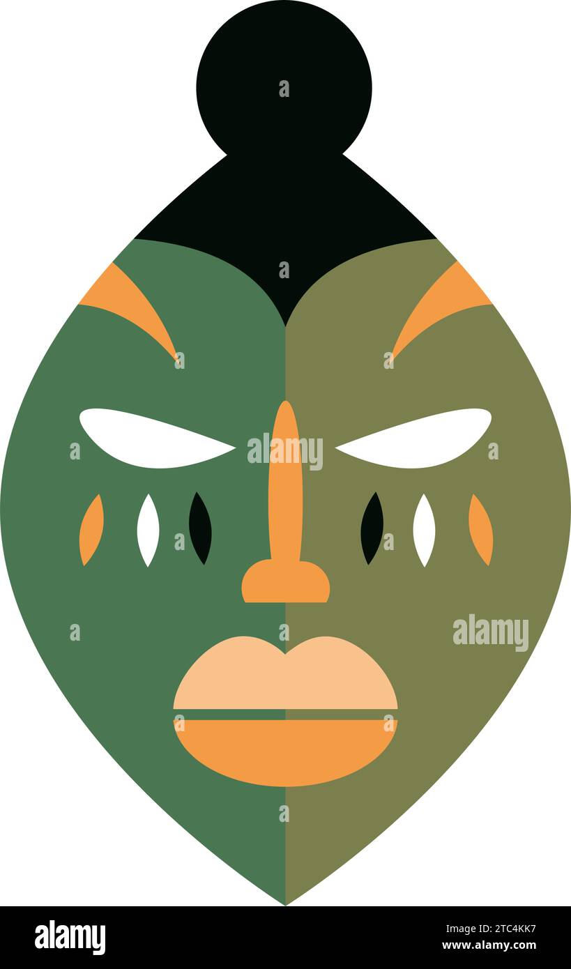 maschera nigeriana di colore verde Illustrazione Vettoriale