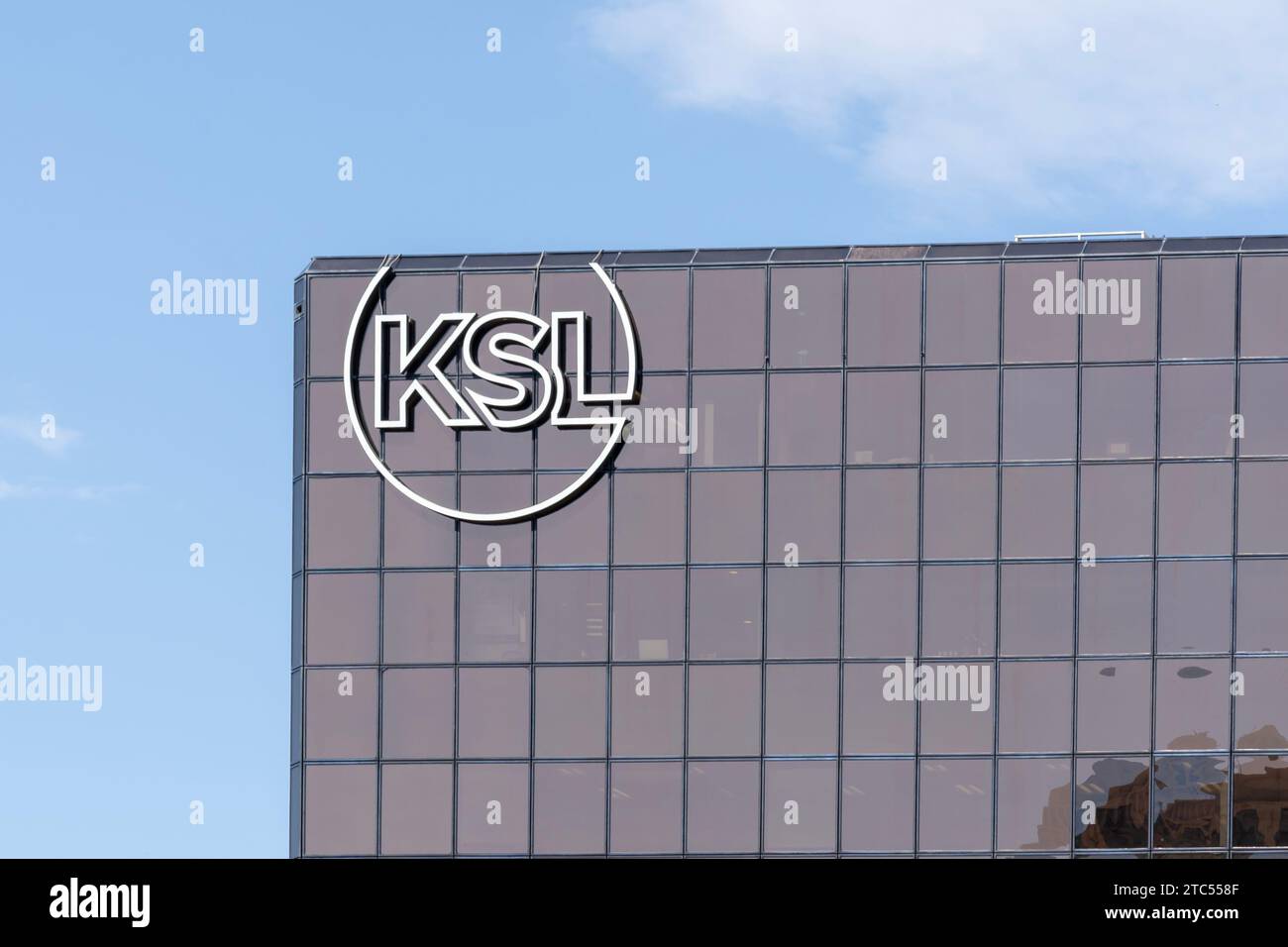 KSL Broadcast House a Salt Lake City, Utah, Stati Uniti Foto Stock
