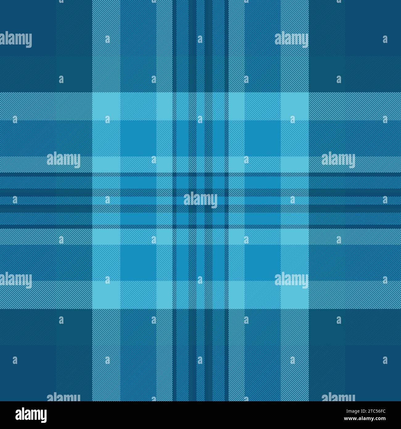 Controllo della texture del tessuto femminile, vettoriale realistico dello sfondo tessile. tartan a quadri senza cuciture 20s in colore ciano. Illustrazione Vettoriale