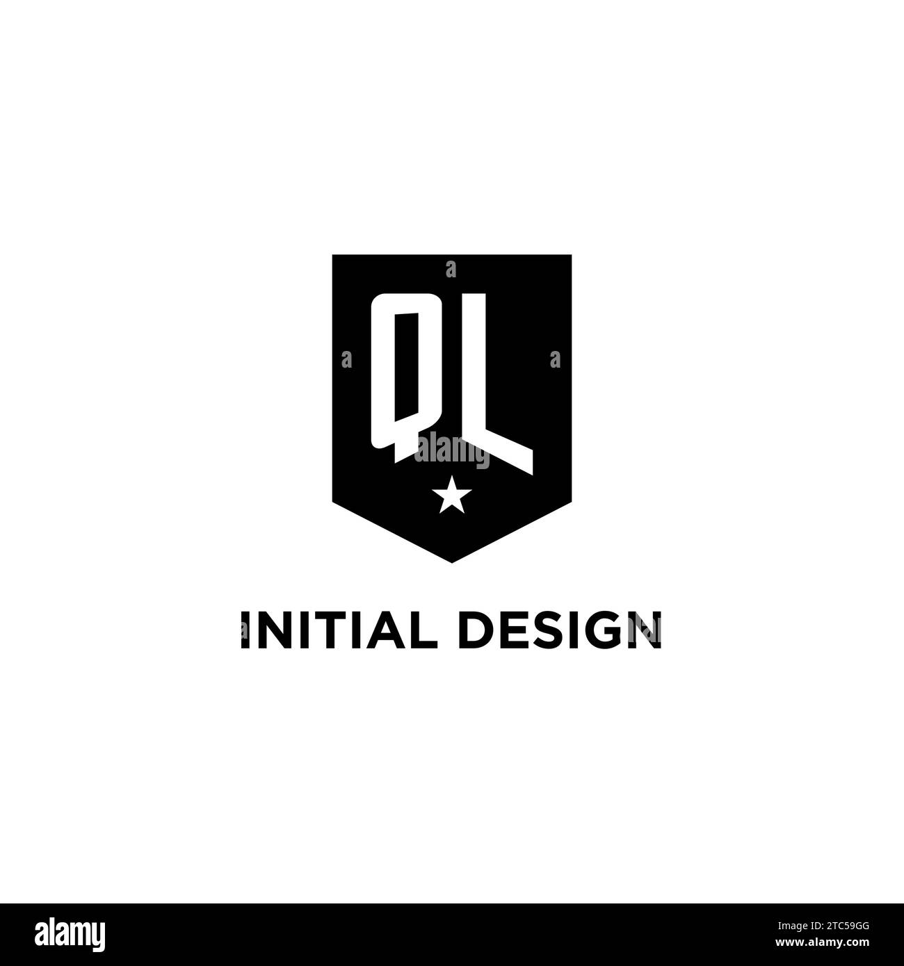 Logo iniziale del monogramma QL con scudo geometrico e idee di stile per il design delle icone a stella Illustrazione Vettoriale