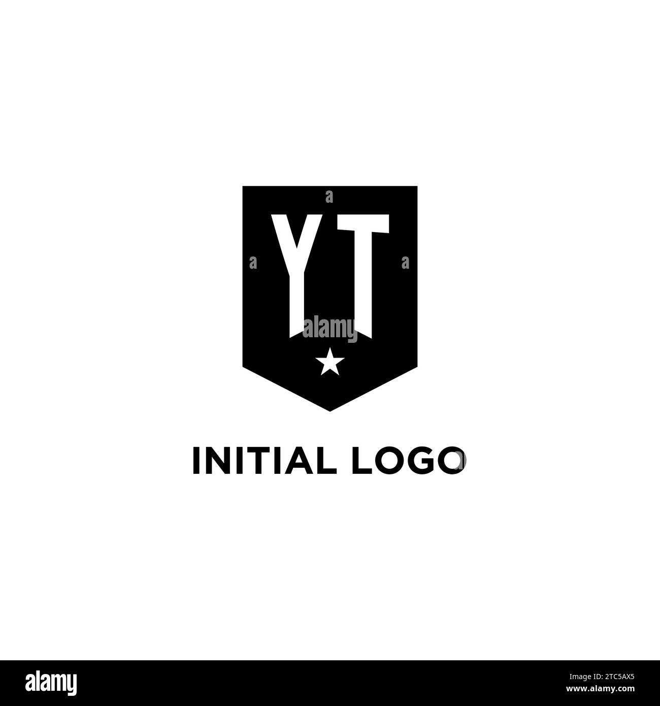 Logo iniziale del monogramma YT con scudo geometrico e idee di stile per il design delle icone a stella Illustrazione Vettoriale