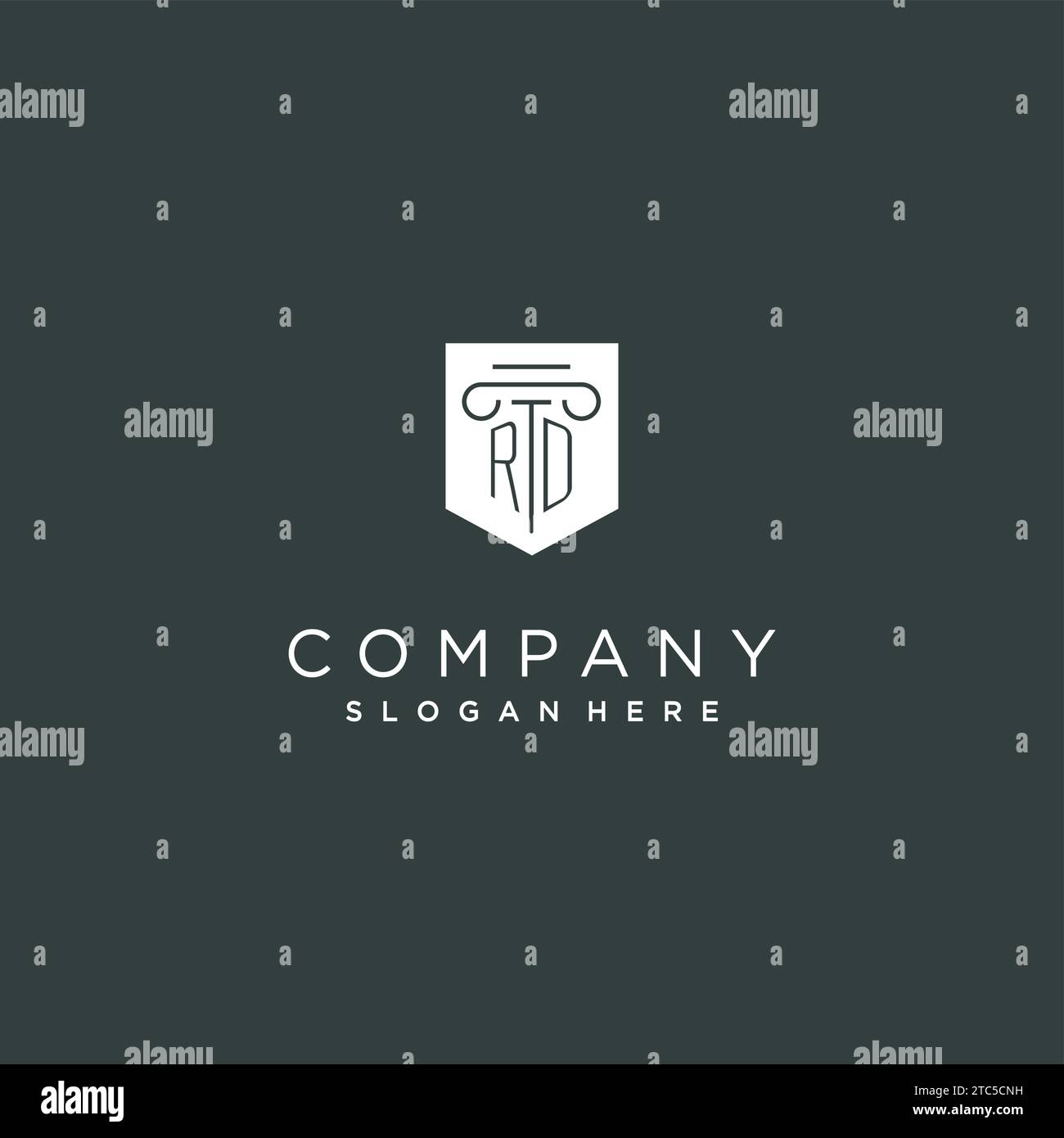 Monogramma RD con logo a colonna e scudo, logo elegante e di lusso per grafica vettoriale legale Illustrazione Vettoriale