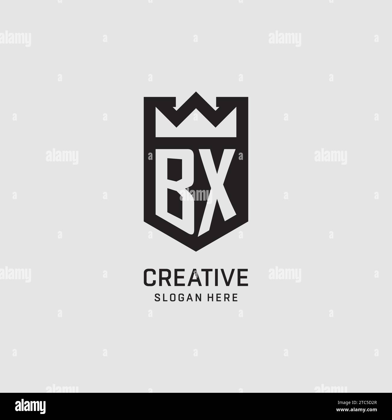 Forma iniziale dello scudo del logo BX, grafica vettoriale del design del logo esport creativo Illustrazione Vettoriale