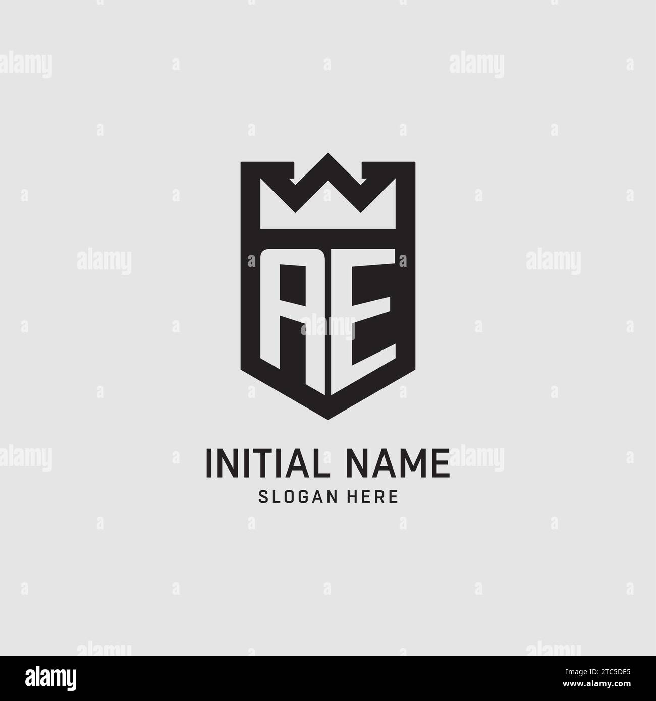 Forma iniziale dello scudo del logo AE, grafica vettoriale del design del logo esport creativo Illustrazione Vettoriale