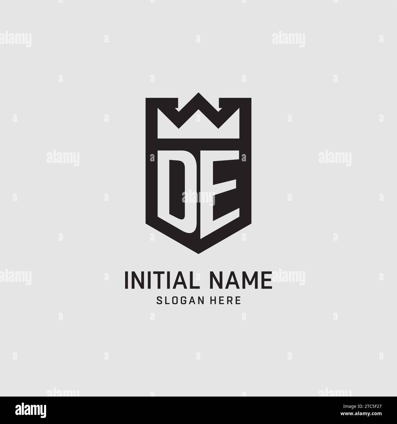 Forma iniziale dello scudo del logo DE, grafica vettoriale del design del logo esport creativo Illustrazione Vettoriale