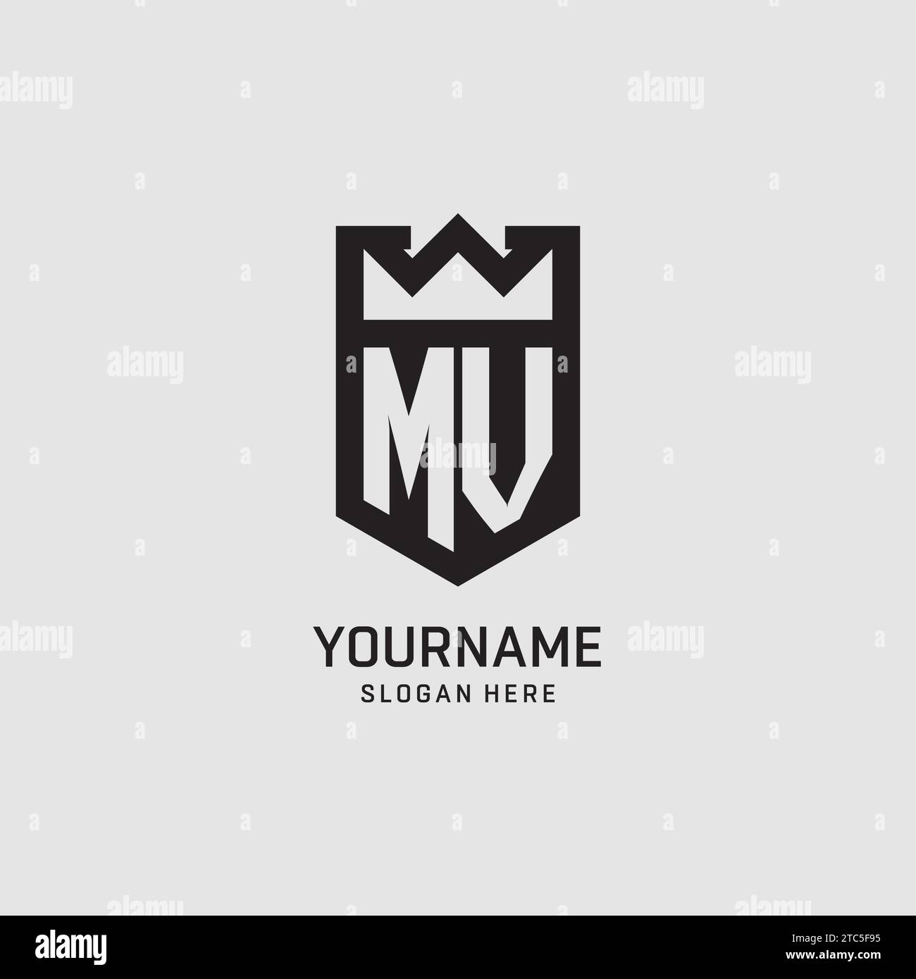 Forma iniziale dello scudo del logo MV, grafica vettoriale del design del logo esport creativo Illustrazione Vettoriale