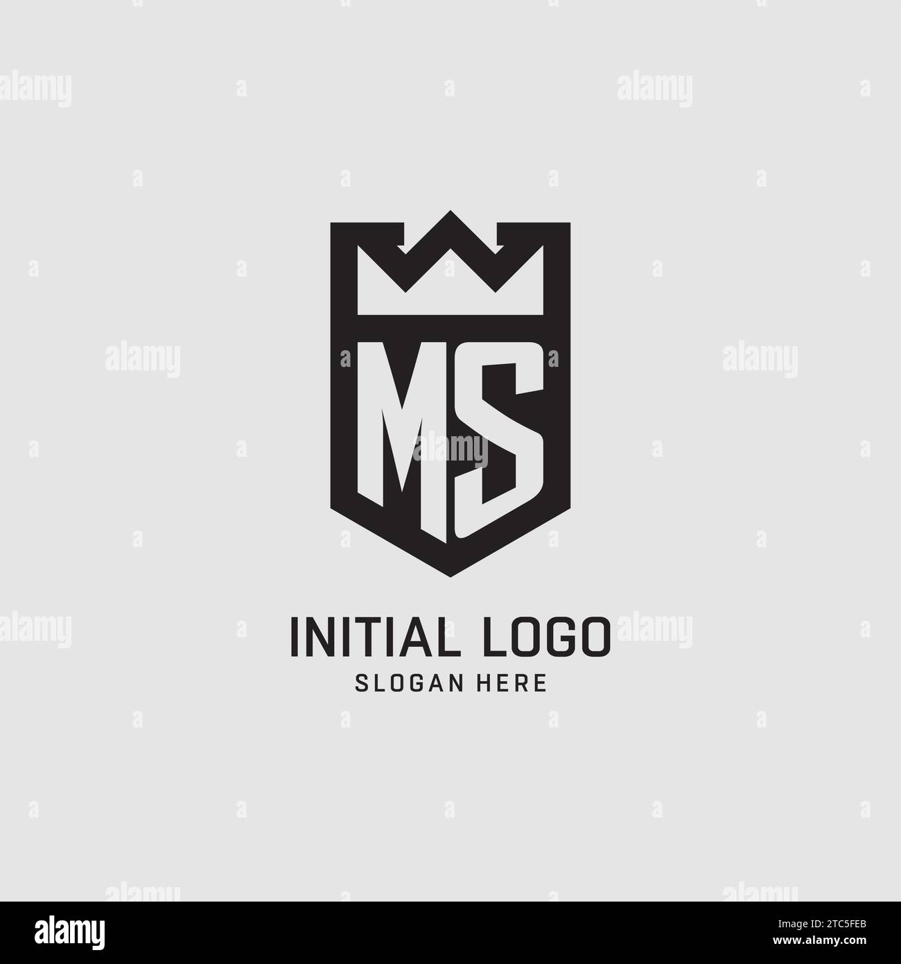 Forma iniziale dello scudo del logo MS, grafica vettoriale del design del logo esport creativo Illustrazione Vettoriale