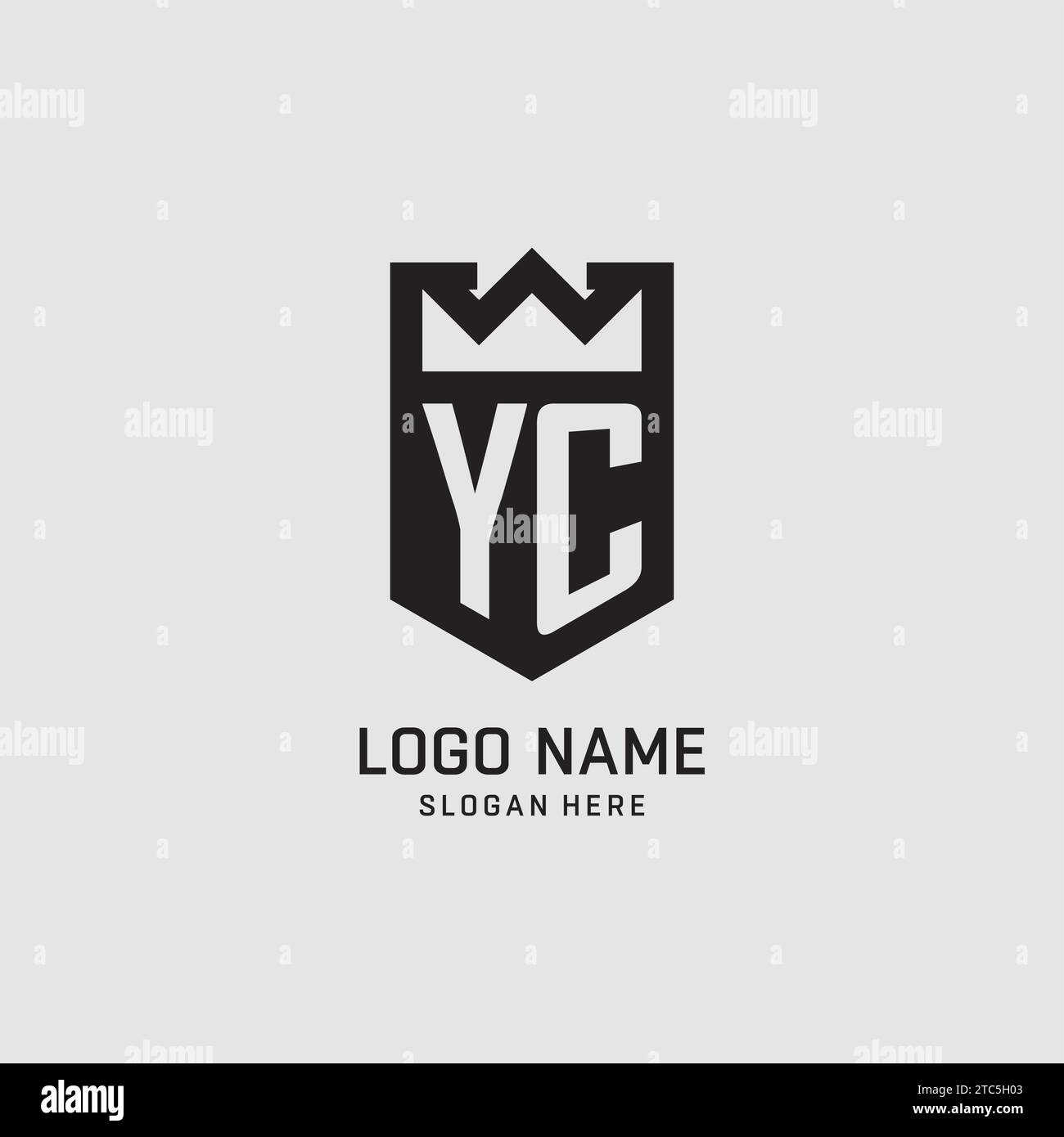 Forma iniziale dello scudo del logo YC, grafica vettoriale del design del logo esport creativo Illustrazione Vettoriale
