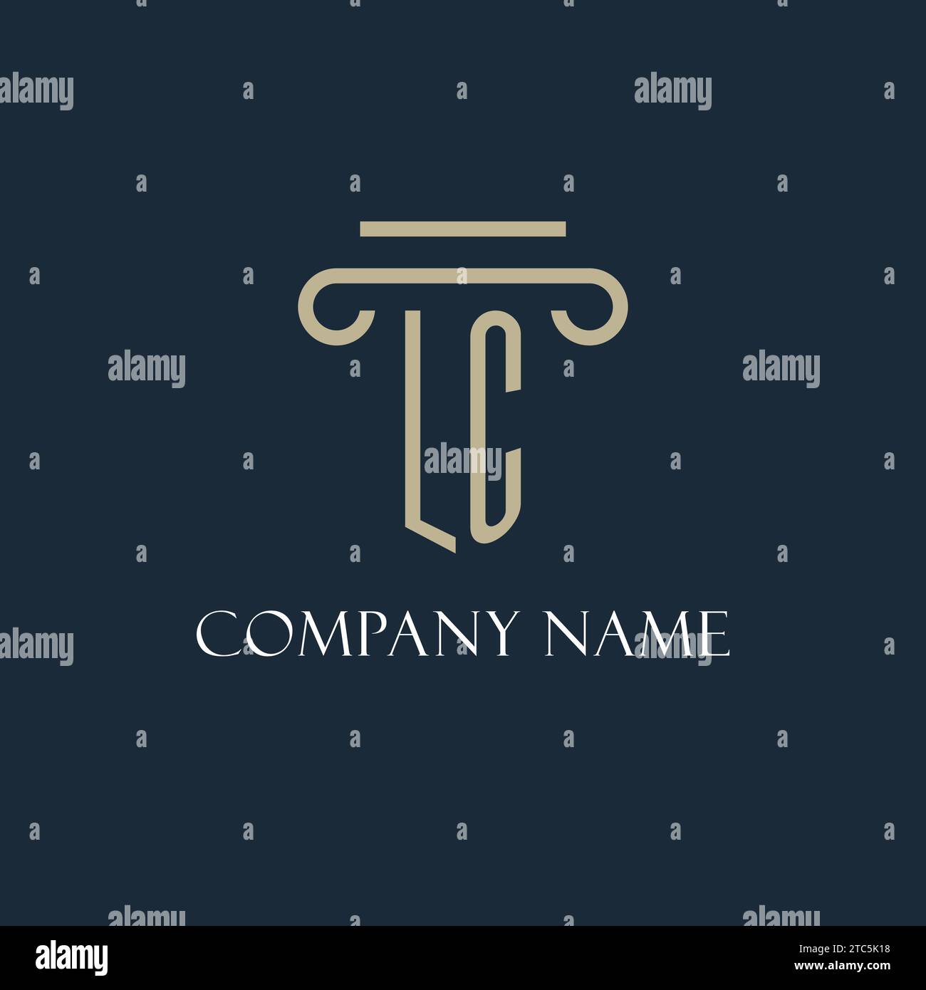 Logo iniziale LC per avvocato, studio legale, studio legale con idee di design icona pilastro Illustrazione Vettoriale