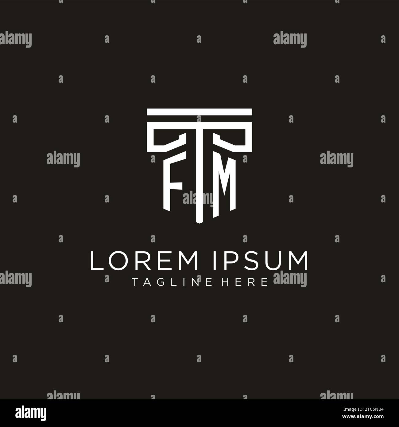 Logo iniziale FM con design geometrico a colonna, design creativo e moderno del logo dello studio legale Illustrazione Vettoriale