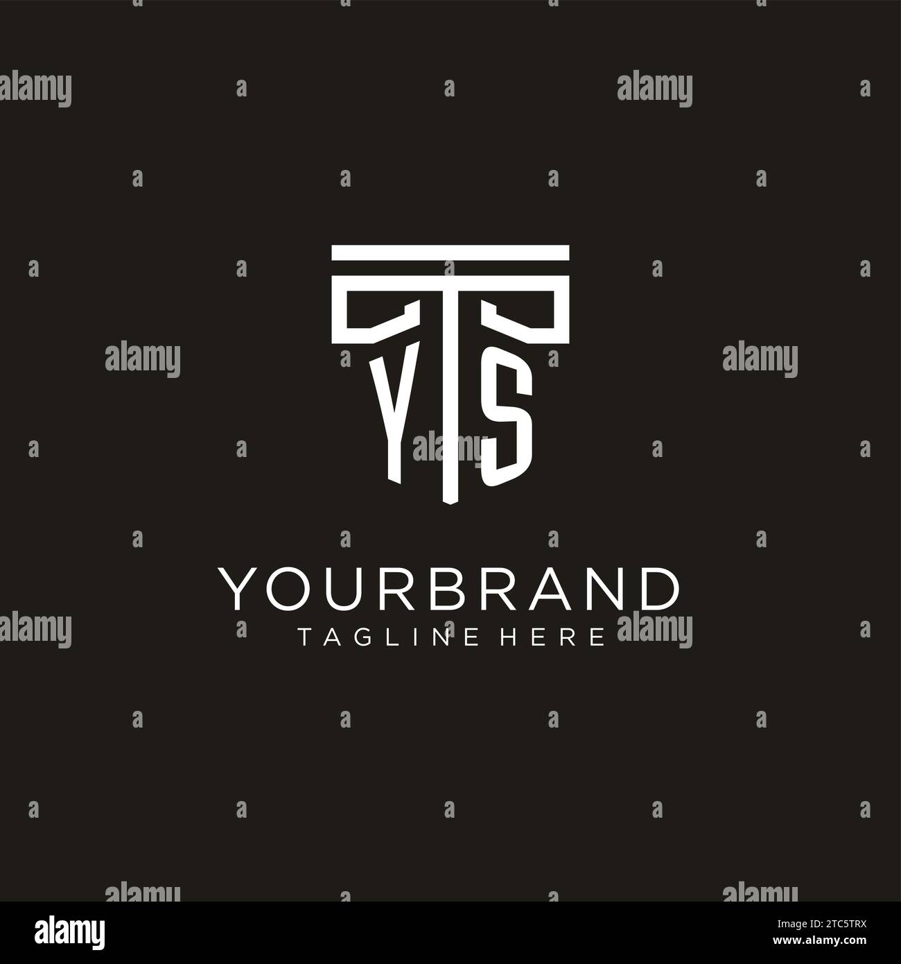 Logo iniziale YS con design geometrico a colonna, design creativo e moderno del logo dello studio legale Illustrazione Vettoriale