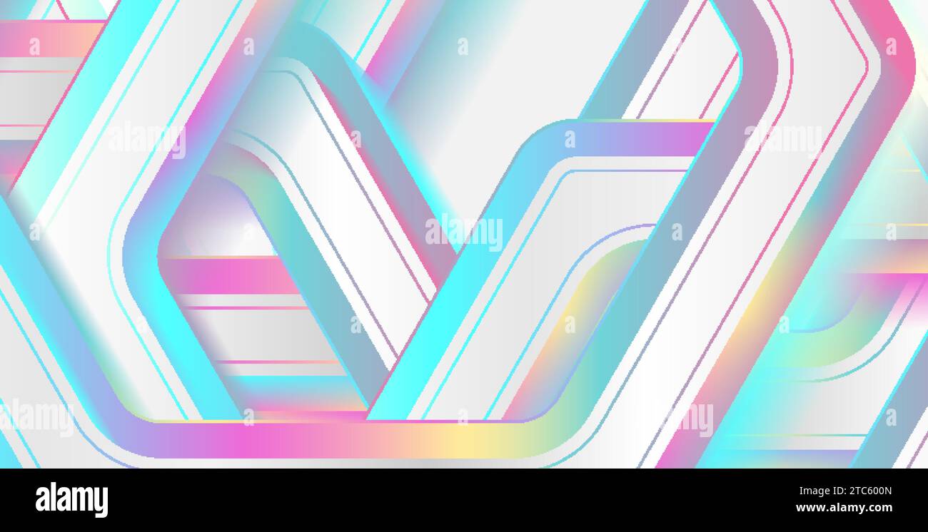 Esagoni olografici sfondo tecnico astratto geometrico. Grafica vettoriale colorata Illustrazione Vettoriale