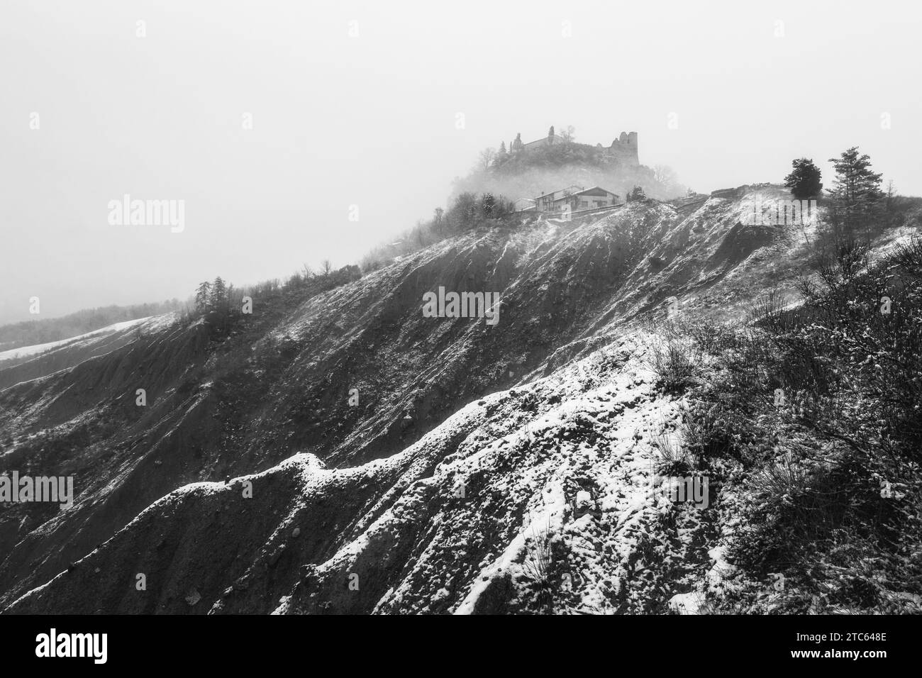 Una giornata invernale al castello Foto Stock